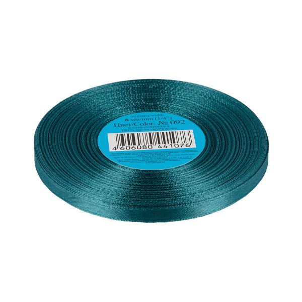 Лента атласная 1-сторонняя 6.0 мм / 33±2 метра, 092 т-зеленый, Gamma