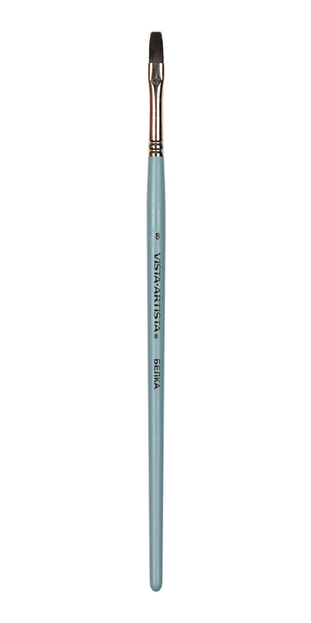 Кисть белка плоская №08, 10 шт, короткая ручка, Vista-Artista 10232-08