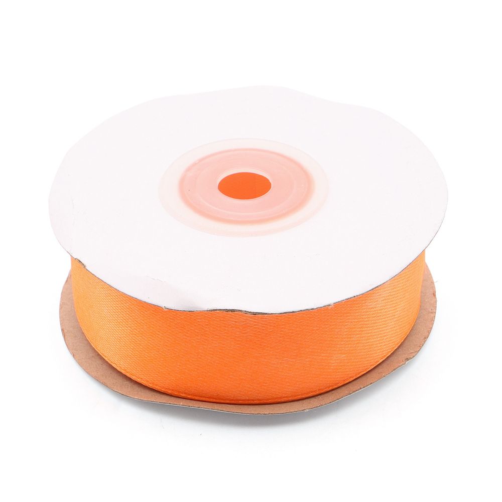 Лента атласная 1-сторонняя 25.0 мм / 22.86±1 метров, 037 яр.оранжевый, Globus