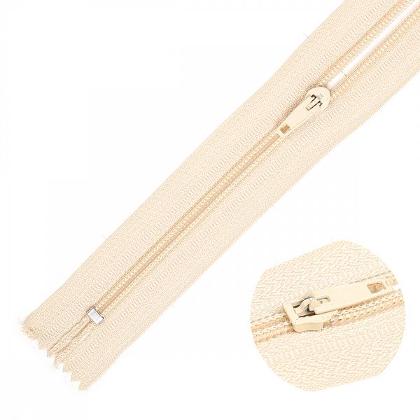 Молния спираль (витая) брючная Т4 (4 мм) 1 зам., н/раз., 20 см, F291 бежевый, 10 шт, Mzip