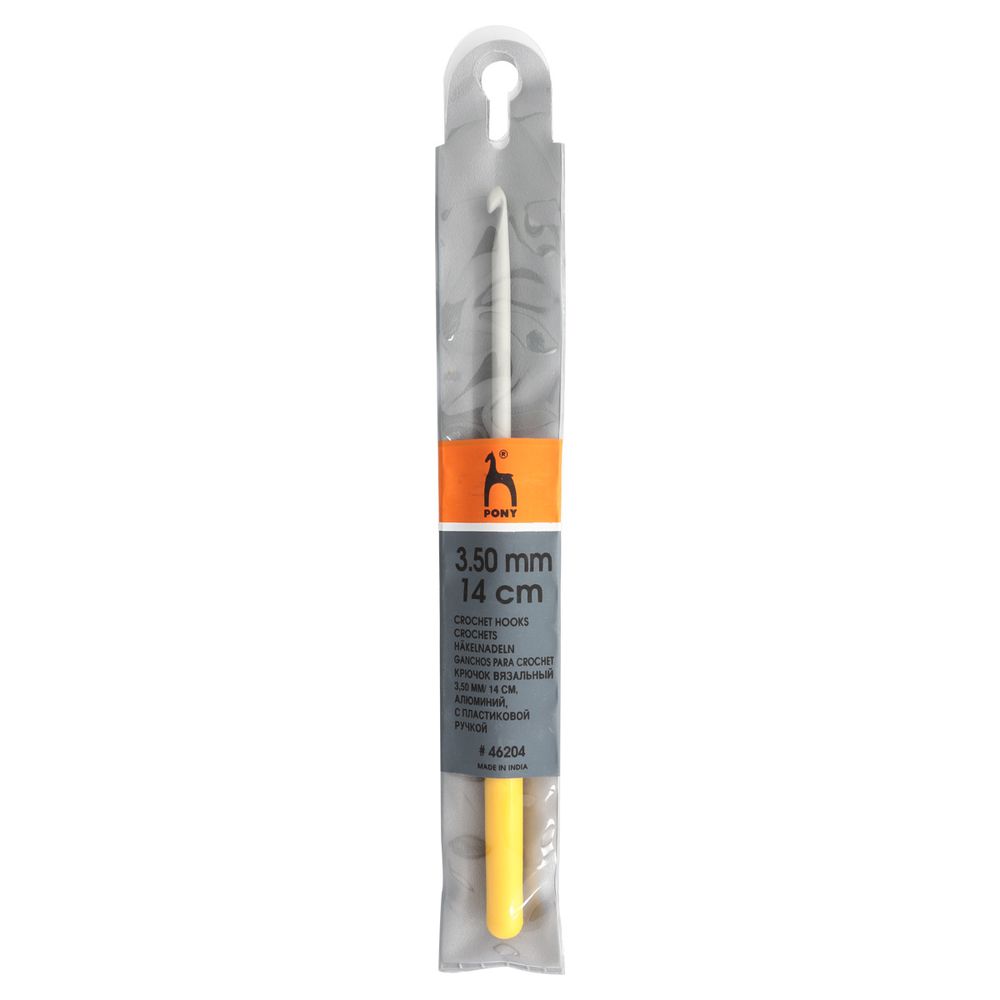 Крючок для вязания Pony с пластиковой ручкой ⌀3,5 мм, 14 см, алюминий 46204