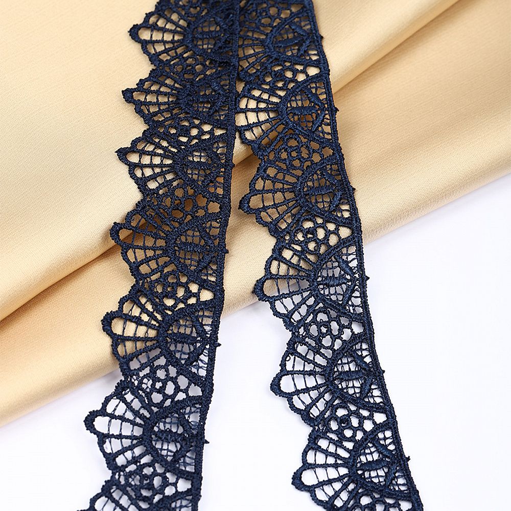 Кружево гипюр (плетёное) 30 мм, диз. 127, цв.3 т.синий, уп. 9 м, Kruzhevo