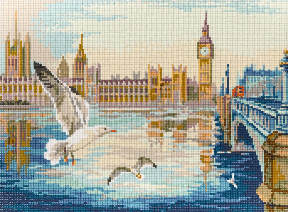 Алмазная (кристальная) мозаика Фрея, на подрамнике Вид на Биг Бен, 40х30 см