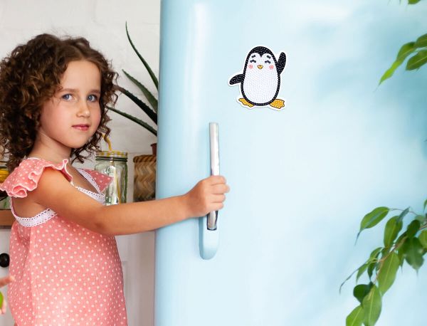 Алмазная (кристальная) мозаика Фрея, магнит Пингвиненок, 8х8.5 см