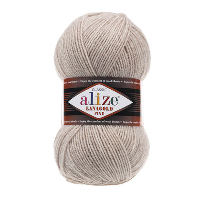 Пряжа Alize (Ализе) Lana Gold Fine / уп.5 мот. по 100 г, 390м, 152 бежевый меланж A