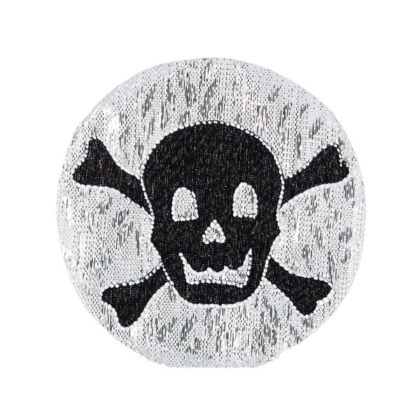 Термоаппликация №3/5, 5 шт, 3-21 Череп в круге черн/серебро, Blitz