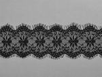 Кружево шантильи (реснички) 100 мм, 9828 цв.2 черный, уп.15м (по 3м), Kruzhevo