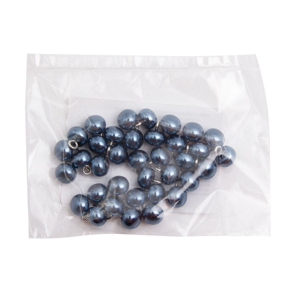 Пуговица-жемчужина 13L (8мм) на ножке, пластик/металл (Blue2 (синий2)), GE01, 32 шт