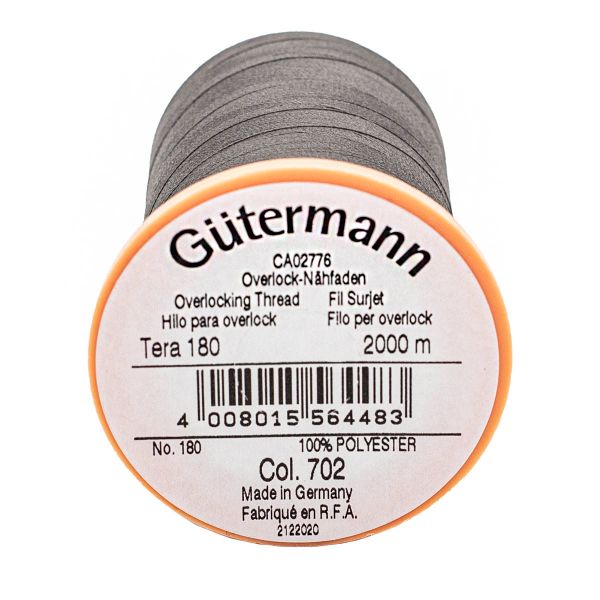 Нитка филаментная особопрочная Gutermann Tera 180, 2000 м, 702 мышино-серый, 1 катушка