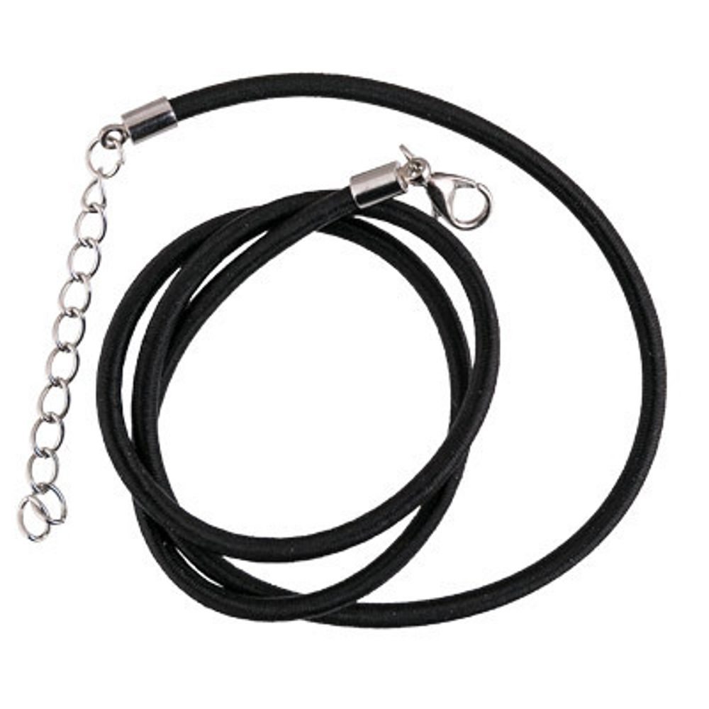 Шнур каучуковый с замком 3 мм, 10 шт по 45 см, №01 черный, Zlatka CRK-02