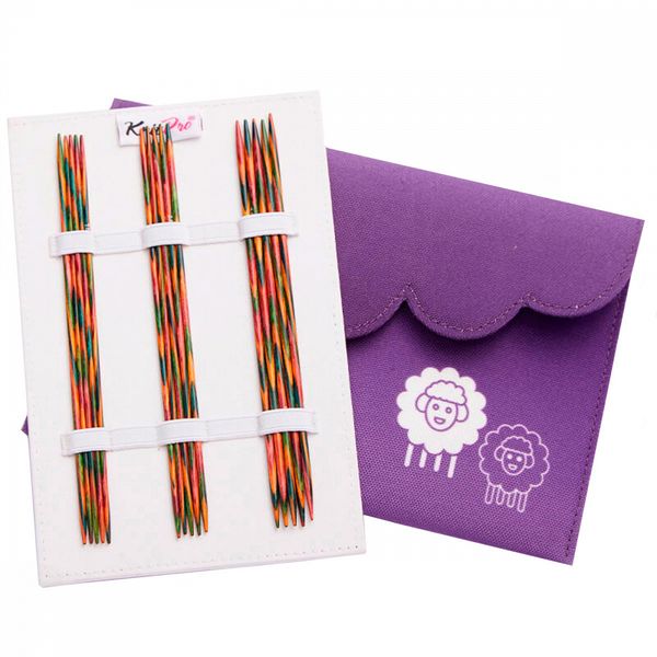 Набор чулочных спиц для вязания длиной 20см5 Knit Pro Symfonie (2,5мм, 3мм, 3,5мм, 4мм, 4,5мм, 5мм), дерево, многоцветный, 6 видов, 2066