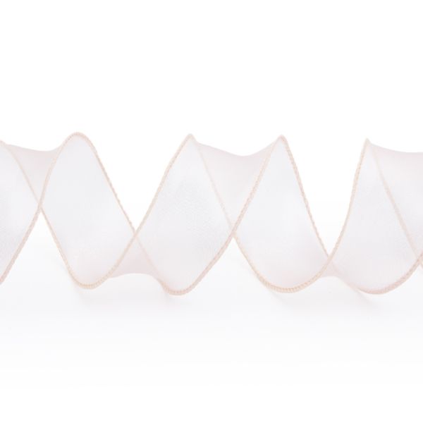 Лента декоративная с волнистым краем 38.0 мм / 18.29±1 метров, 100% органза, (03 розовый)