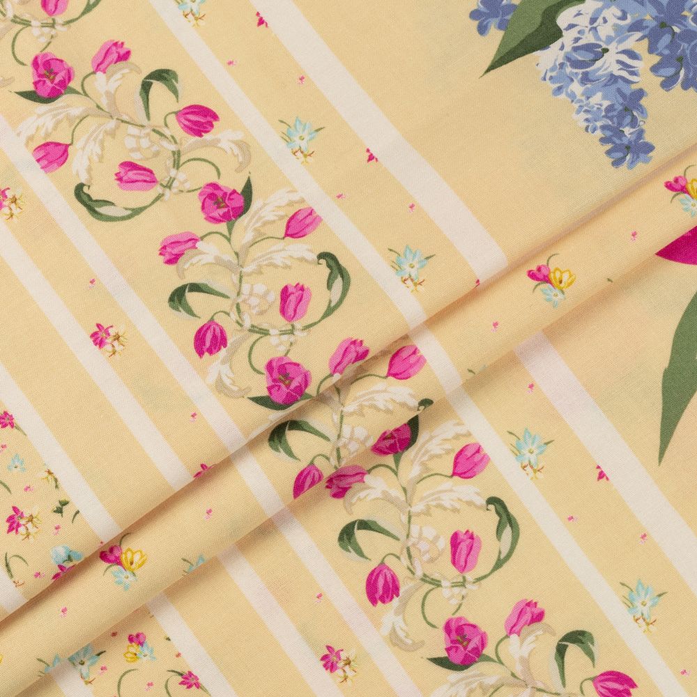 Ткань для пэчворка Peppy Весенний этюд, рулон 112 см / 5 метров, ВЭ-01 Панель желтый, Peppy