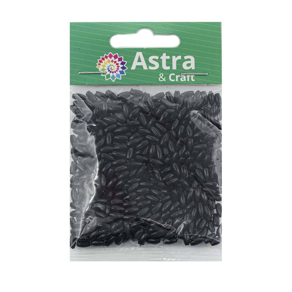 Бусины пластик (жемчуг) 3х6 мм, 15 г, Astra&Craft, J560 черный
