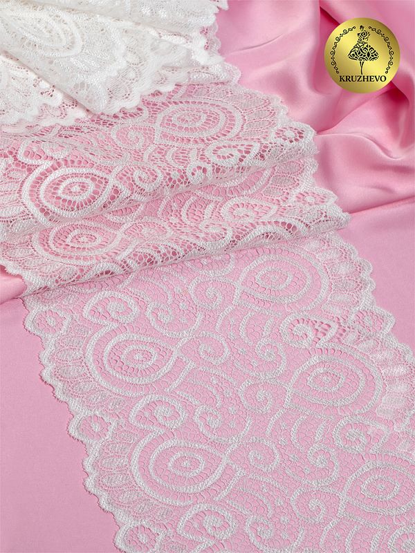 Кружево бельевое эластичное 180 мм / 3 метра, TBY.L1351, цв.004 сумрачный белый