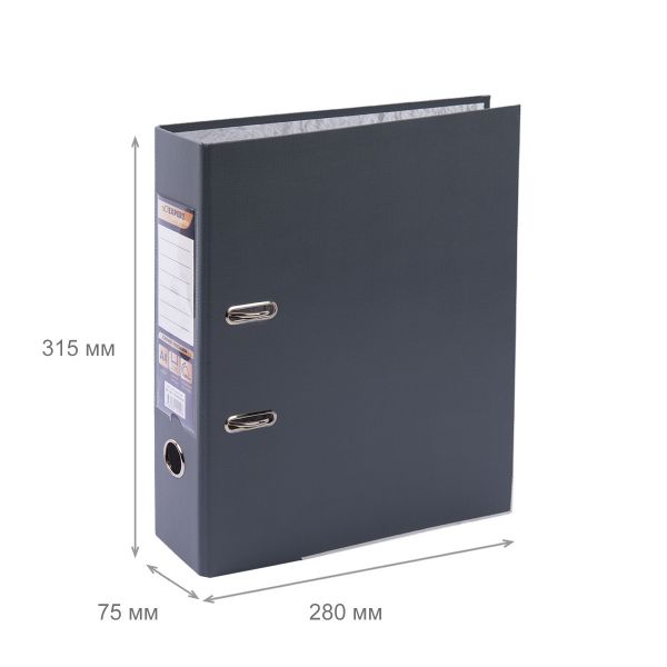 Регистратор PVC, мет.уг. 75 мм, 10 шт, Premier A4 арочный механизм, серый EC10222155, Expert Complete