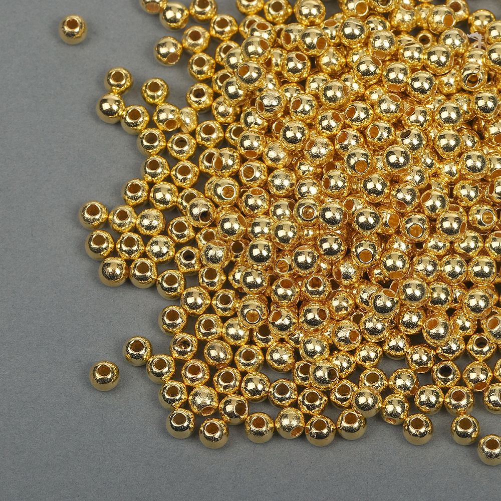 Бусины пластик ⌀4 мм, 500 г, цв.золотой, Magic4Hobby