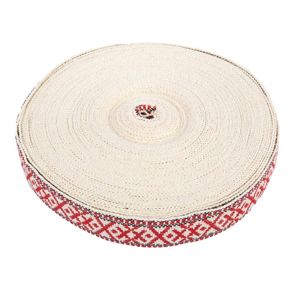 Лента (тесьма) жаккардовая 38.0 мм / 25±1 метров, для пояса, рис 9860 сурово/красный №4, Gamma С3822