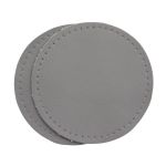 Заплатки пришивные из кожи, круг ⌀8см с перфорацией, 2 шт, 100% кожа, 07 серый, 9121