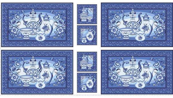 Ткань для пэчворка Peppy Лазурное чудо панель, отрез 60х110 см, 110 г/м², ЛЧ-03 синий, Peppy