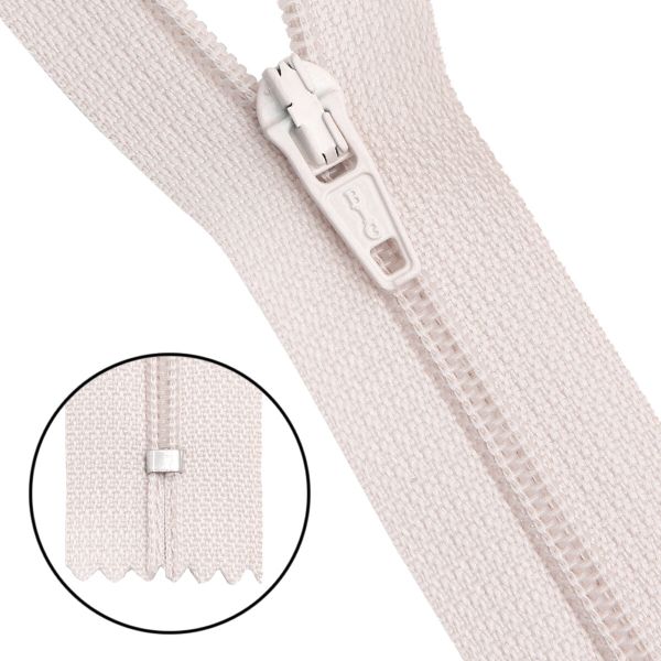 Молния спираль (витая) брючная Т3 (3 мм) 1 зам., н/раз., 20 см, автомат, молоч, 30122, 10 шт