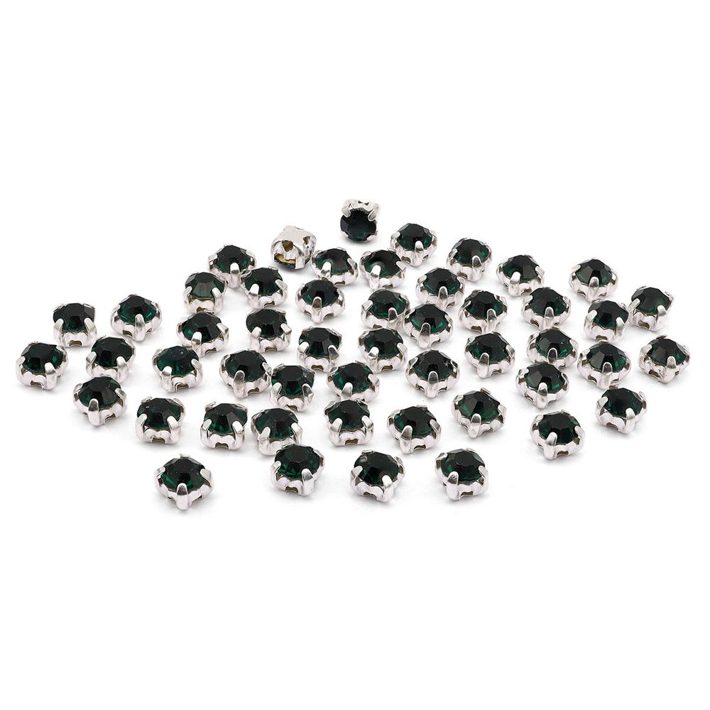 Хрустальные стразы в цапах/серебро, 4мм, 50 шт/упак, Astra&Craft (36 изумрудный), 4AR159/166