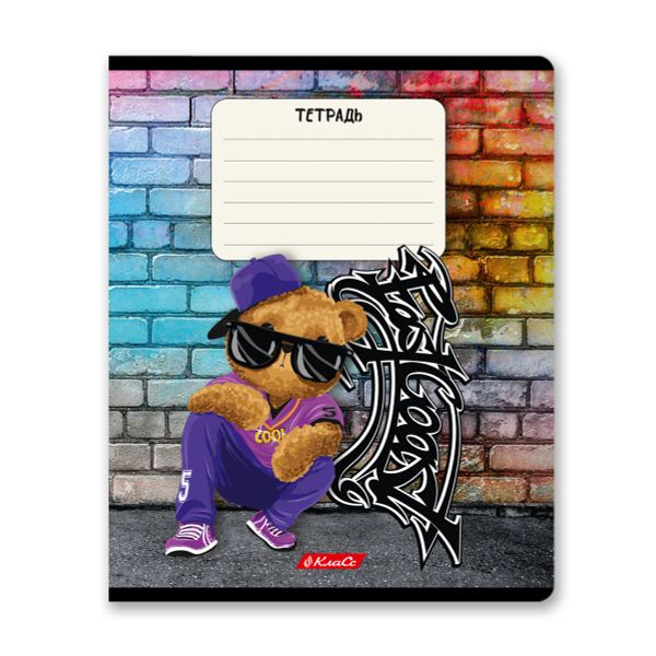 Тетрадь ученическая школьная, выборочный лак, A5+ 18 л. на скобе 65 г/м², белизна 100%, 20 шт, клетка, 000711 Миша хип-хоп, Светоч 18ТЕТк-003