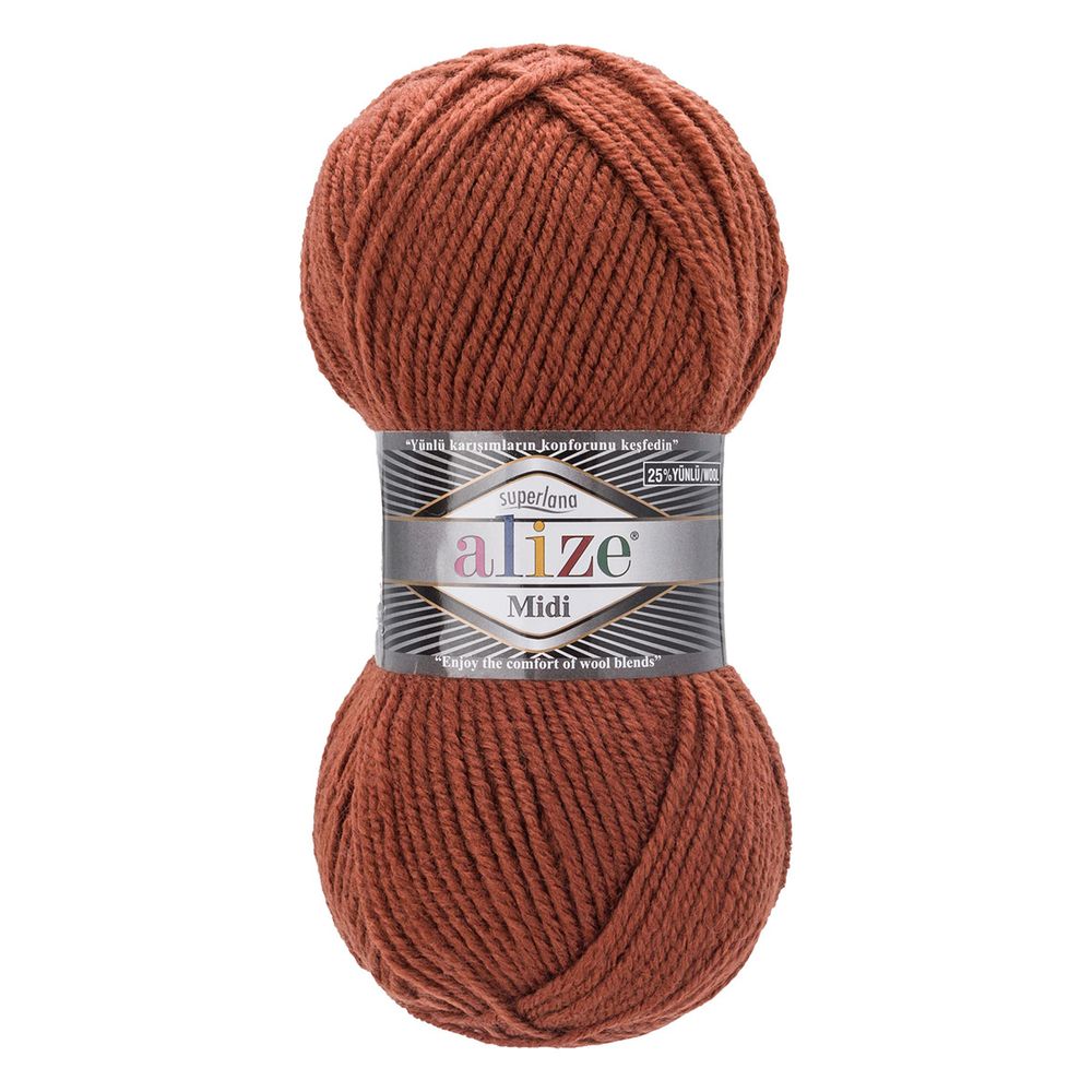 Пряжа Alize (Ализе) Superlana Midi / уп.5 мот. по 100 г, 170м, 597 кирпичный