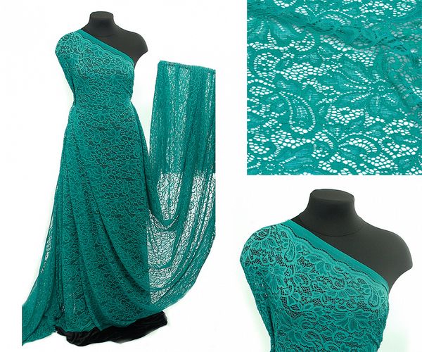 Ткань кружевная (гипюр) в нарезке с кордом диз.3036 шир.150 см, 130 г/м², цв.300 ментоловый, 5 метров