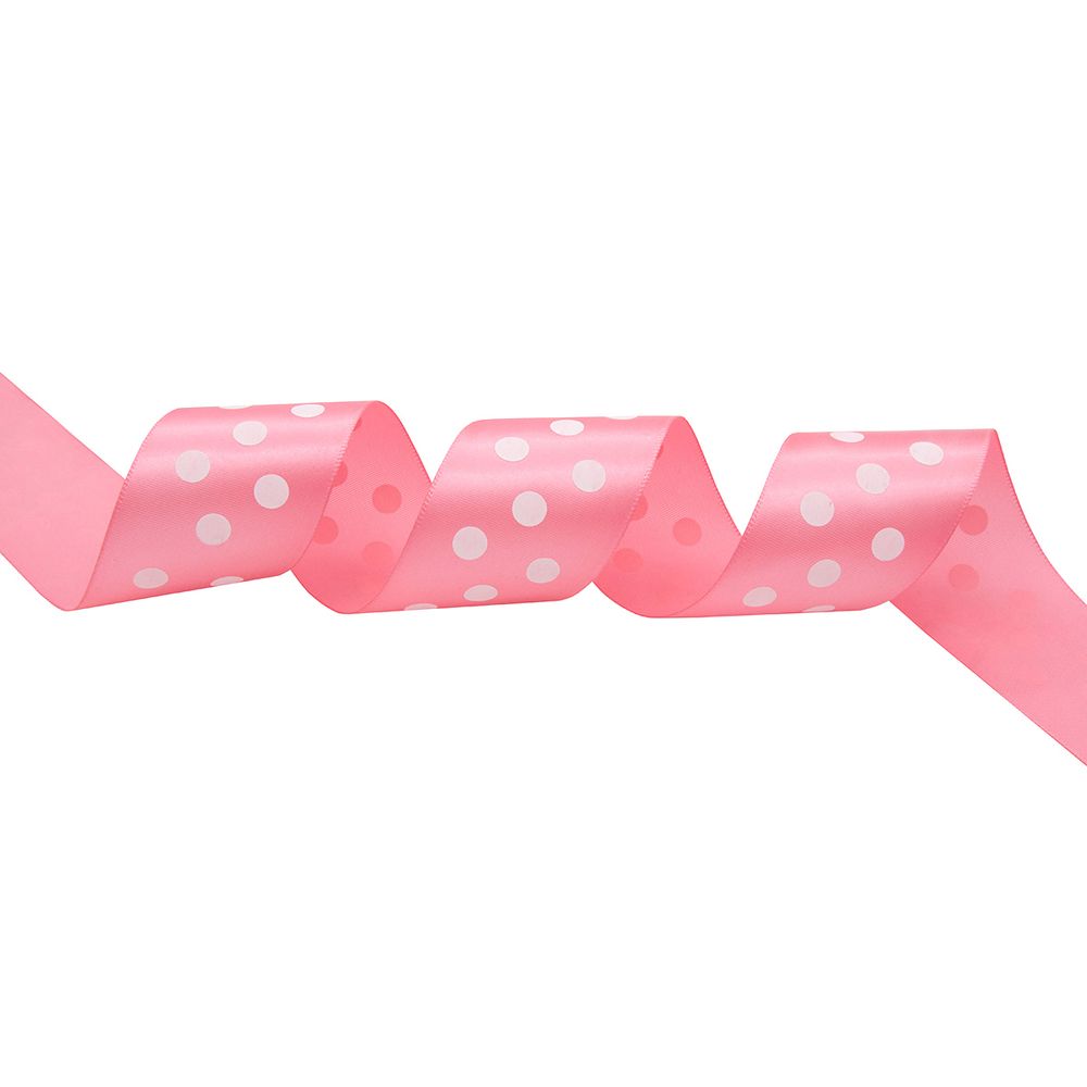 Лента атласная в горошек 45.0 мм / 22.5±1 метров, розовый, Globus
