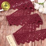 Кружево вязаное (тесьма) 50 мм / 3 метра, хлопок, TBY.1003, F178 бордо