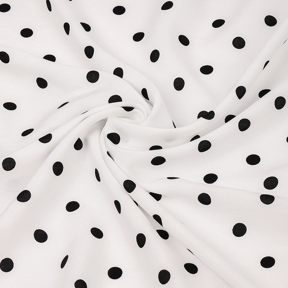 Штапель в горошек 90 г/м², 145 см / 2 метра, TBY.Vidt.04 цв.белый