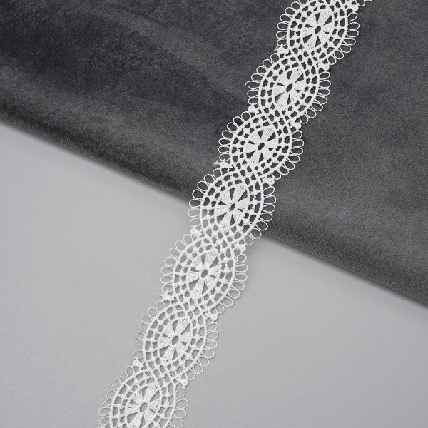 Кружево гипюр (плетёное) 35 мм, / 13.72 метра, белый