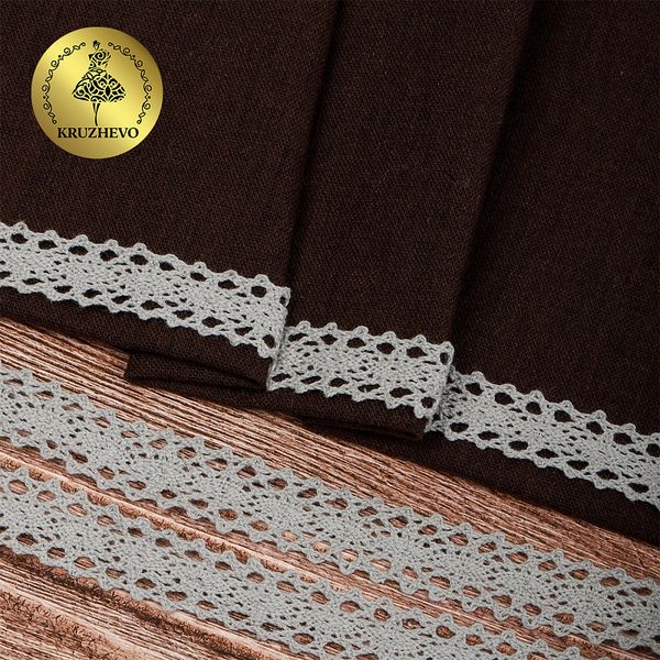 Кружево вязаное (тесьма) 20 мм / 10 метров, цв.25 св.серый уп. 10 м, Kruzhevo