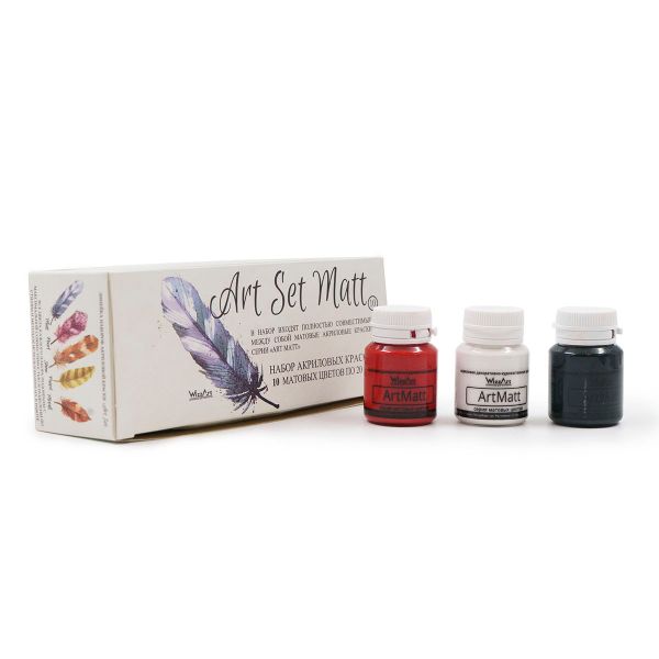 Набор акриловых красок, матовые ArtSet Matt 10 цветов, 20мл, Wizzart