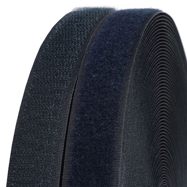 Лента контактная липучка (велкро) пришивная 25 мм / 25 метров, S058 т.синий, ПАРА (крючок+петля), качество 