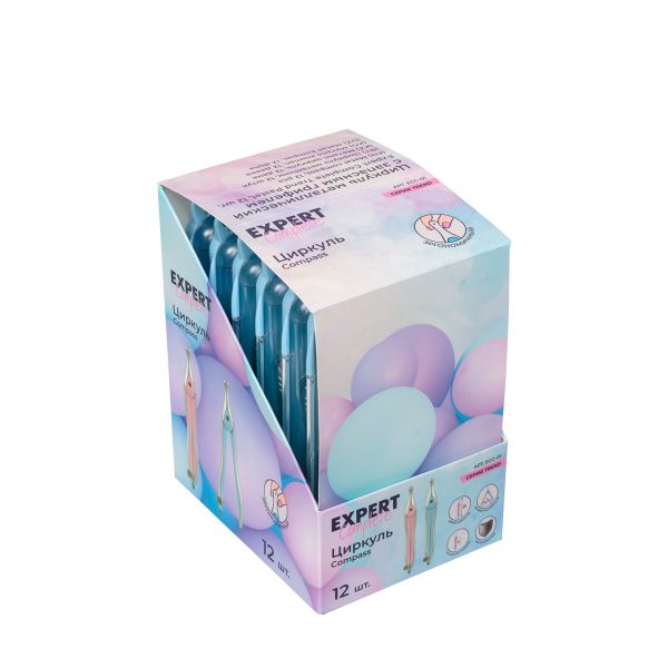 Циркуль металлический с запасным грифелем ECC-01 12 шт, ассорти, Expert Complete ECC-01
