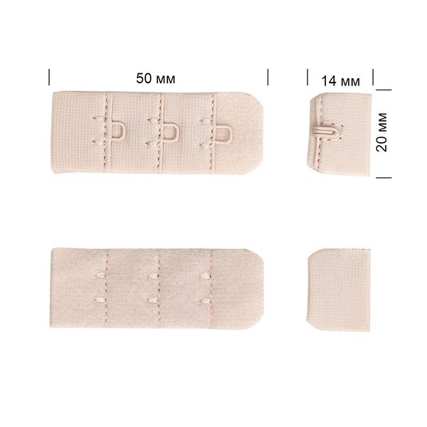 Застежки для бюстгальтера текстильные 3х1, 19 мм, 100 шт, S185 серебристый пион