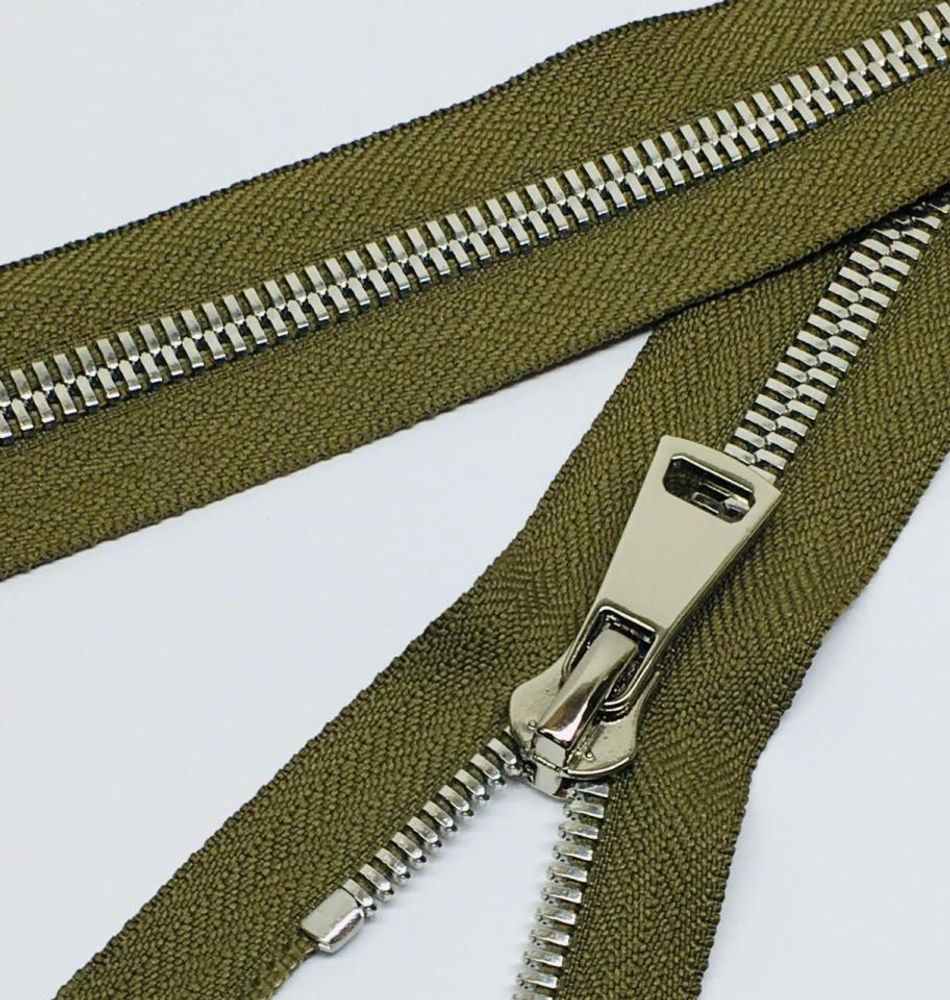 Молния металл Т5 (5 мм) 1 зам., разъем., 75 см, никель, цв.D565 хаки, MaxZipper Premium, 1 шт, 777679 /TOS/