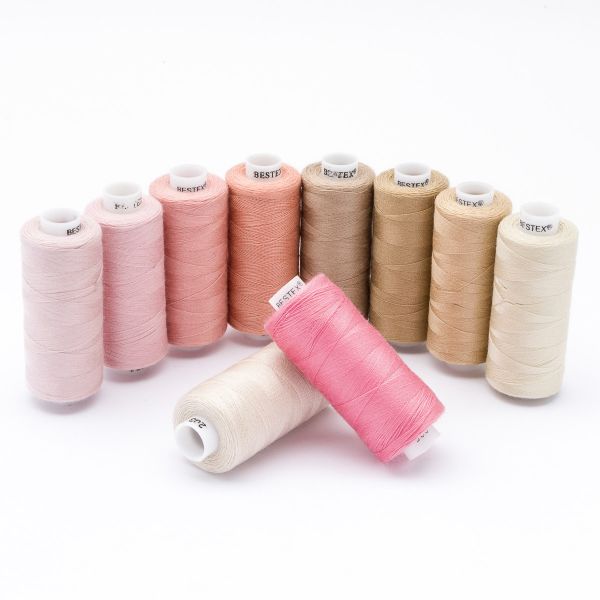 Швейные нитки (набор) 40/2, 10 кат. по 365 метров, Бежево-розовый микс, Bestex
