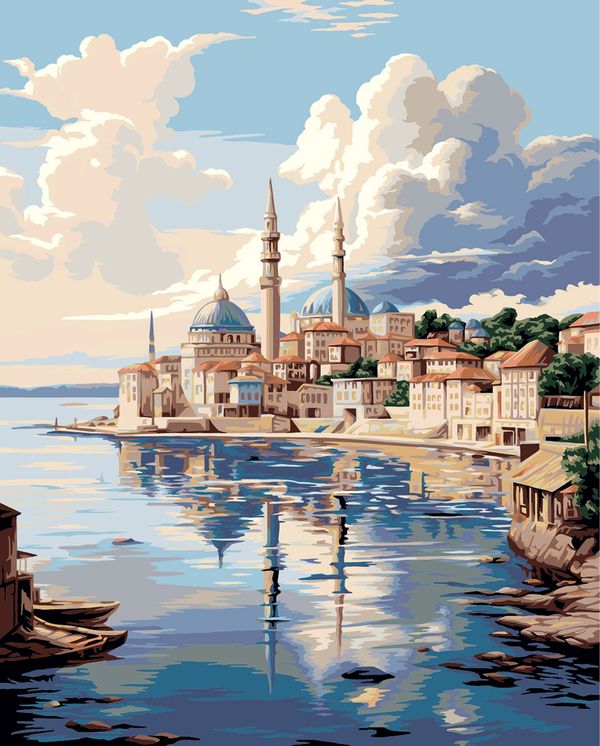 Картина по номерам Фрея PNB/PL-366, Городской пейзаж у моря, 50х40 см