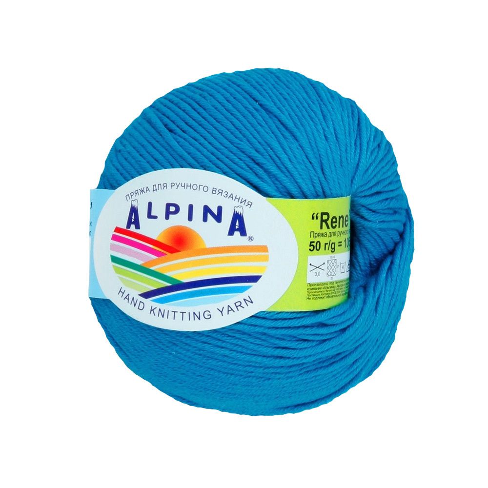 Пряжа Alpina Rene / уп.10 мот. по 50г, 105м, 3844 т.голубой