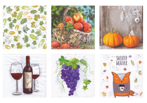 Салфетки для декупажа ассорти 14 33х33, 6 шт, Уютная осень, Love2art SDP №0419-14