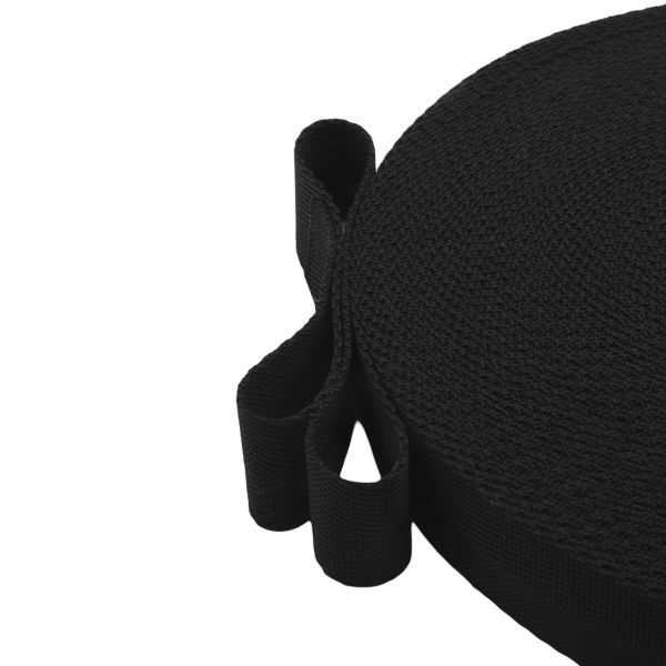 Стропа (ременная лента) 25 мм / 25 метров, толщ. 1.0 мм, [15.1 г/пог.м], 100% п/п, 20 черный