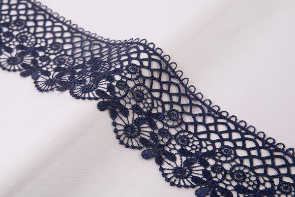 Кружево гипюр (плетёное) 88 мм / 10 м, т.синий, Gamma GGM-8801