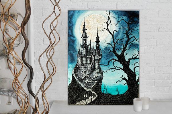 Алмазная (кристальная) мозаика Фрея, Замок под луной, 30х40 см