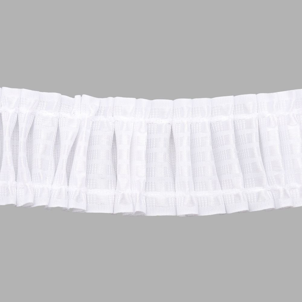 Лента (тесьма) шторная: сборка параллельная (1:2) 75 мм / 50 метров, (7 рядов петель, 2 шнура), C750 белый