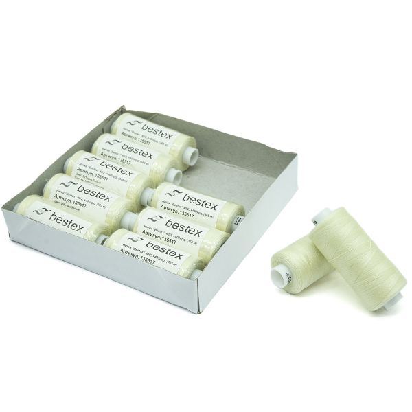 Нитки швейные бытовые Bestex 40/2, 365 м (400 ярд) / 10 кат., 301 античный белый