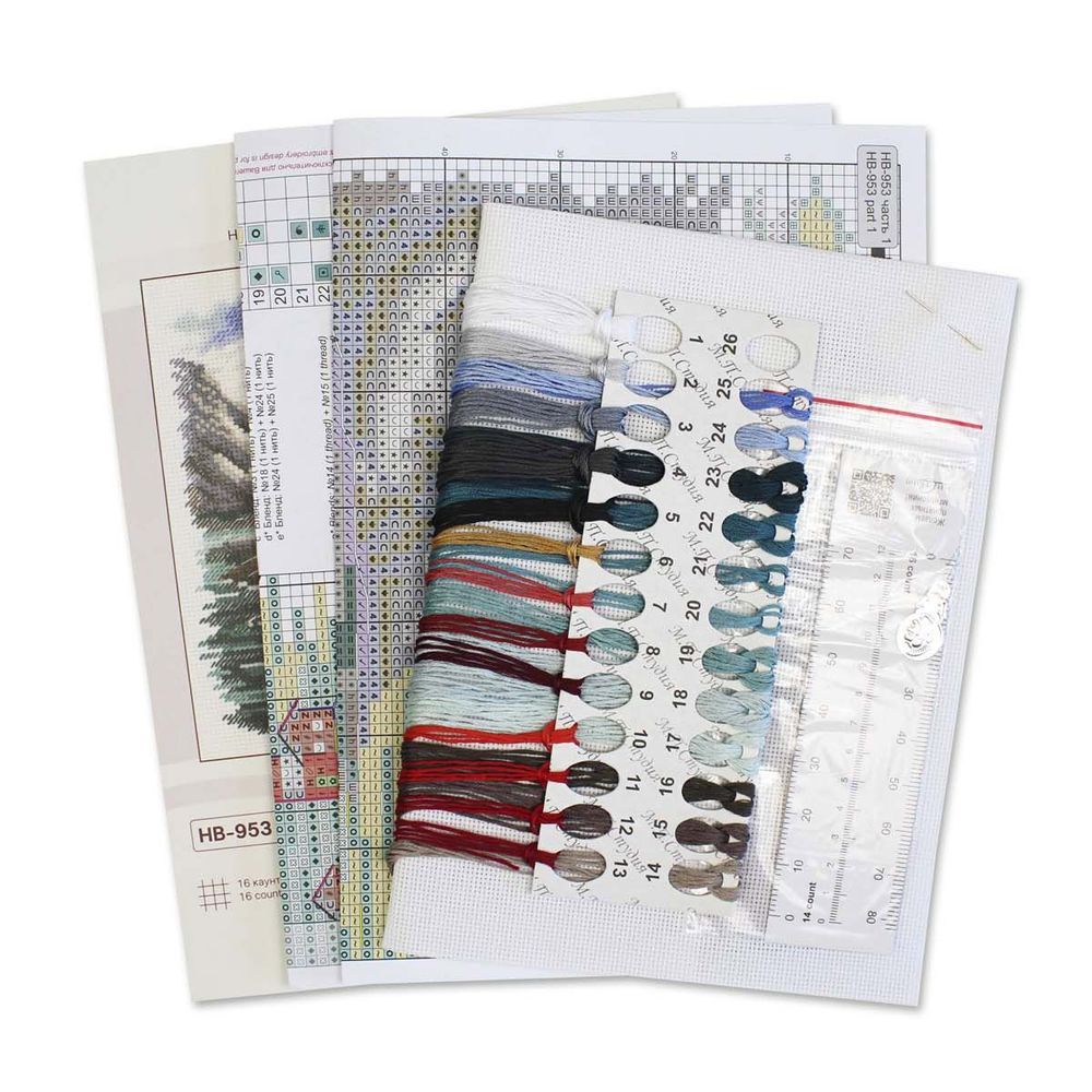 Набор для вышивания нитками МП Студия, Побережье Скандинавии 16х16см