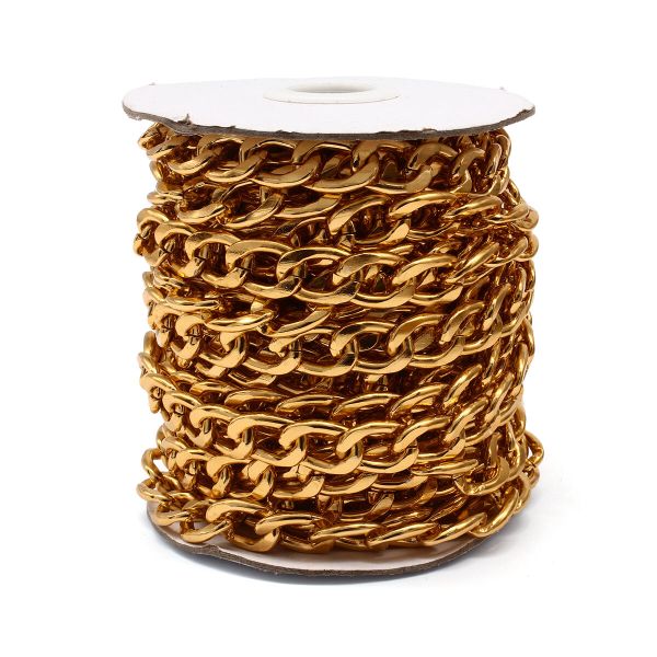 Цепь алюминиевая 2,4 мм, 11,7 мм, боб(10 м) (золото) K11326